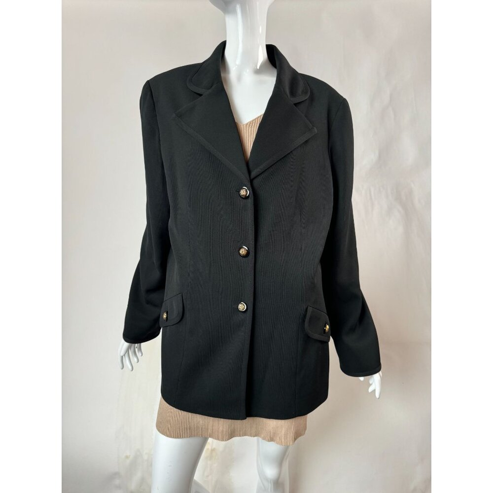 Renfrew Womens Blazer Size 16 Black Long Sleeve Button Front Polyester & Triacet